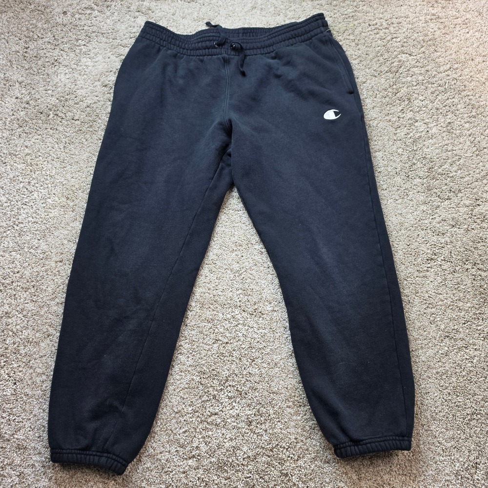 Champion Sweatpants Men XL Black Jogger Fleece Elastic Waist Pockets‎ Activewear